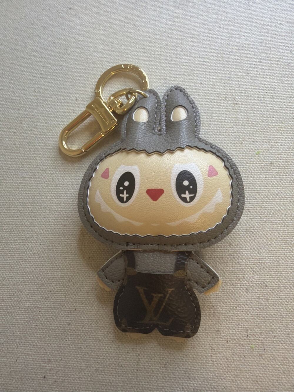 Upcycled Luxury Gray Monster Key Ring